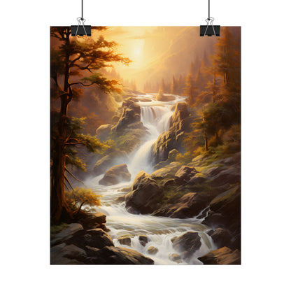 Breathtaking Waterfall: Oil Painting Artwork - Poster