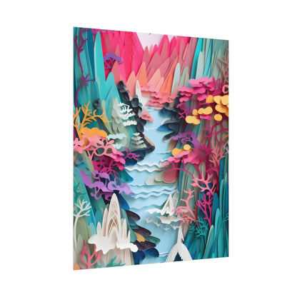 Japanese Paper Quilling Craft: Vibrant Landscape Art - Poster