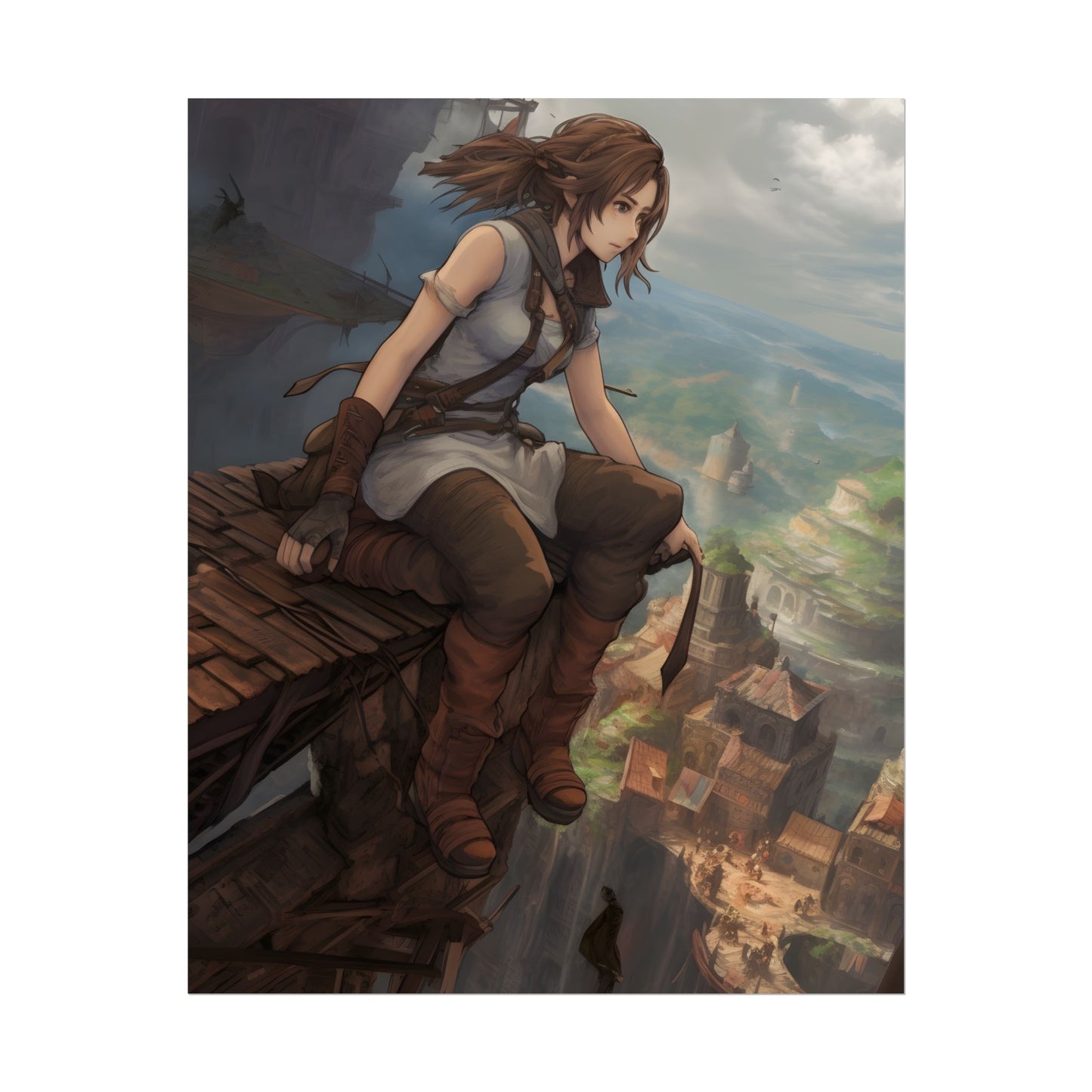 Dramatic Anime Birds Eye View: Dynamic Digital Art - Poster