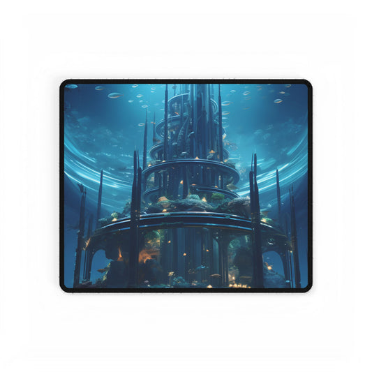 Underwater Futuristic City: Dark Aquatic Metropolis - Desk Mat