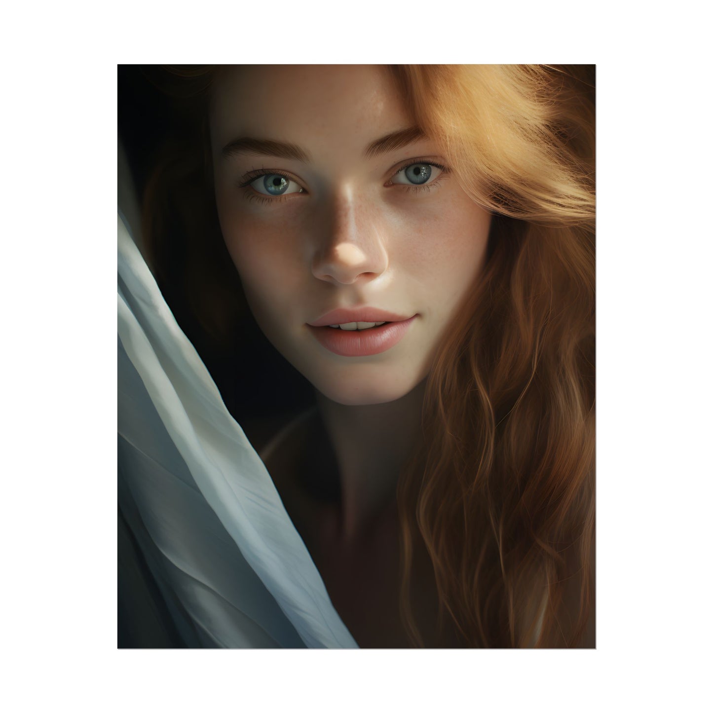 Close-Up Portrait: Bright Smile & Sharp Lips Artwork - Poster