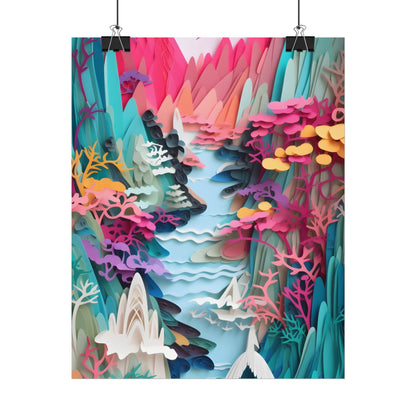 Japanese Paper Quilling Craft: Vibrant Landscape Art - Poster