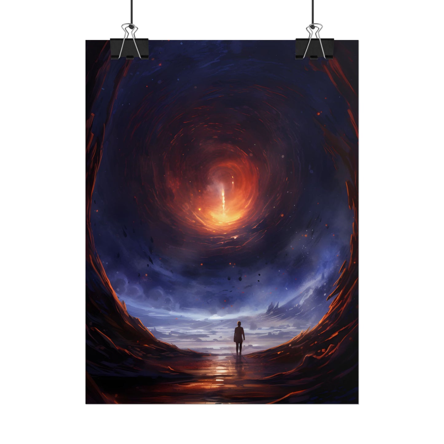 Mysterious Black Hole Cosmos: Space Art with Planetary Orbits - Poster