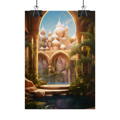 Mythical Desert Oasis: Arabian Nights Inspired Artwork - Poster