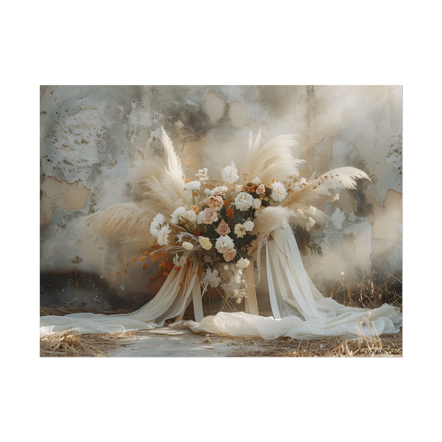 Whimsical Floral Bloom: Pampas Grass Artwork - Poster