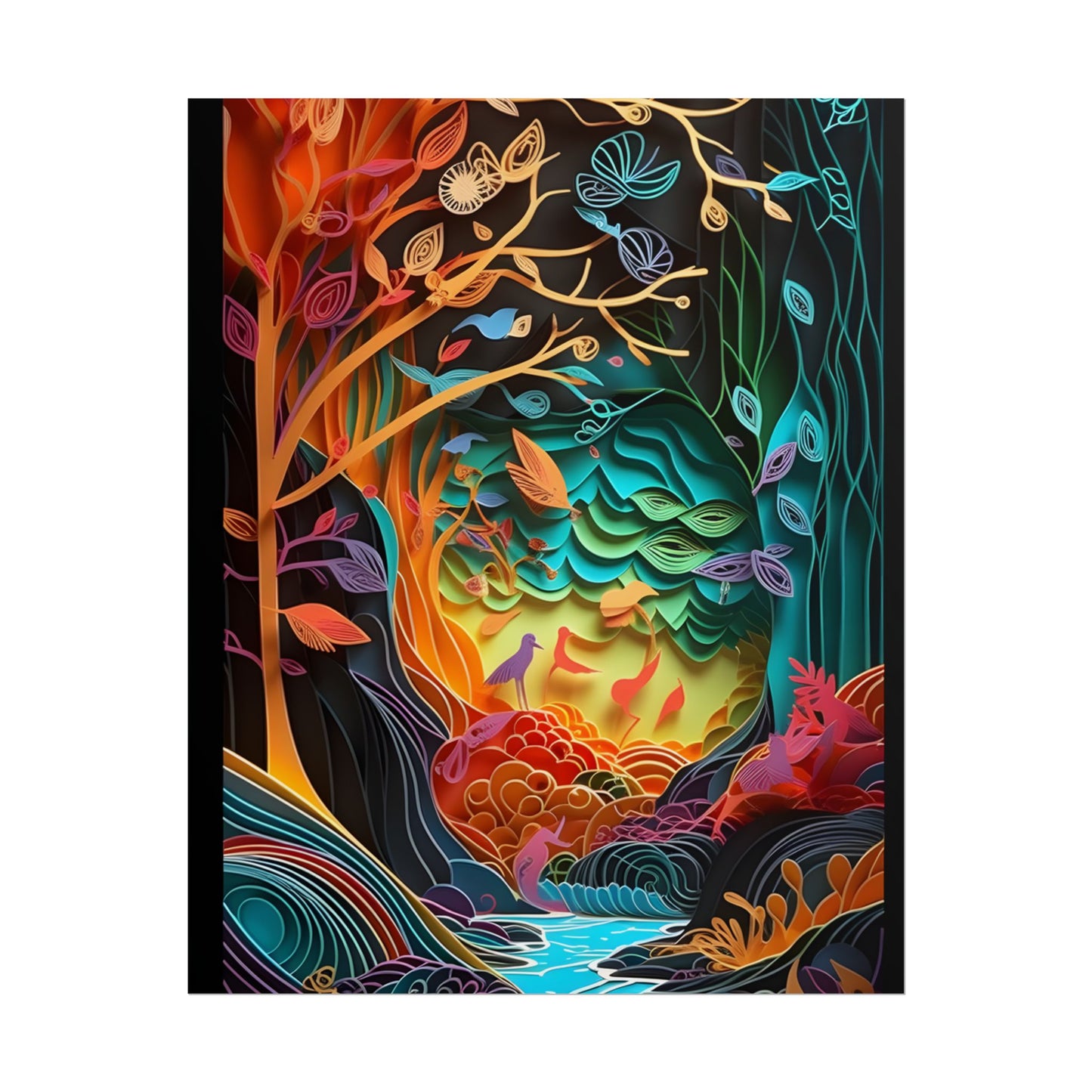 Peaceful Island Oasis: Paper Quilling Landscape Art - Poster