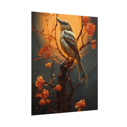 Enigmatic Songbird Guardian: Urban Artwork - Poster