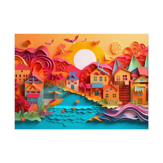Peaceful Beach Landscape: Serene Coastal Artwork - Poster