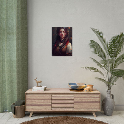 Vibrant Portrait: Brown Hair, Green Eyes Artwork - Poster