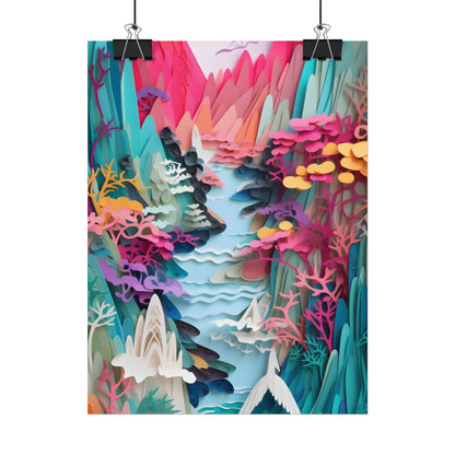 Japanese Paper Quilling Craft: Vibrant Landscape Art - Poster