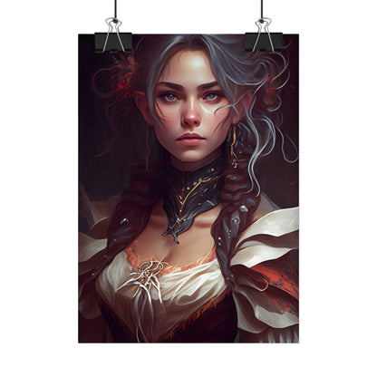 Glamorous Mid-20s Female Portrait: Black Hair Artwork - Poster