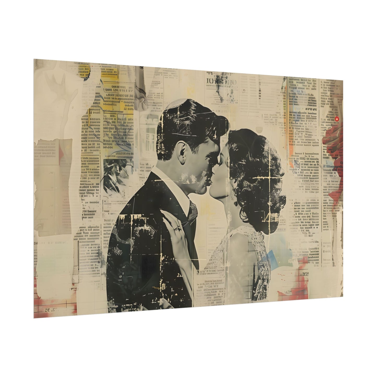 Vintage Romance: Celebratory Couple Art Poster - Poster