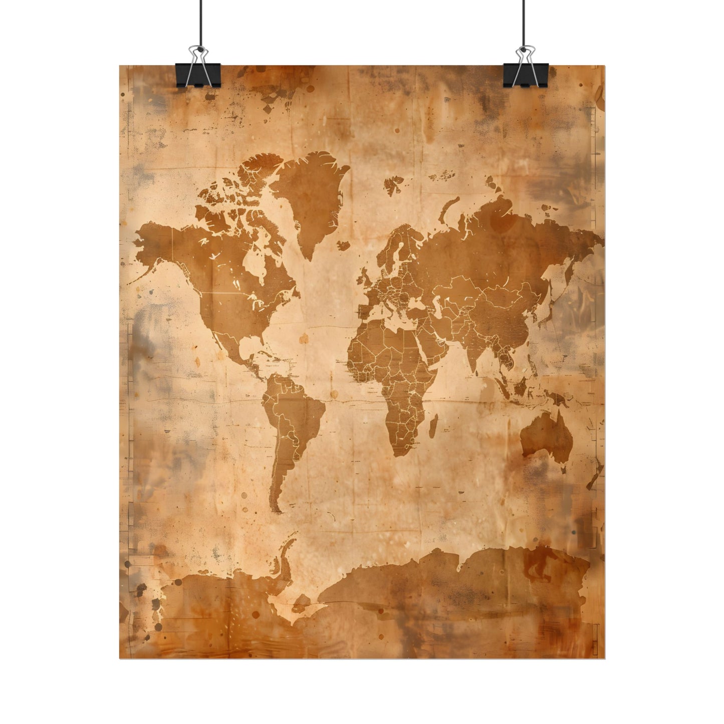 Vintage World Map: Artistic Cartography on Canvas - Poster