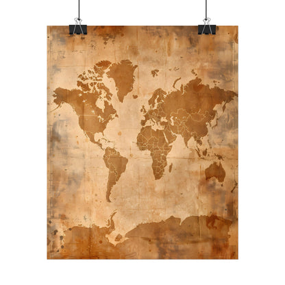 Vintage World Map: Artistic Cartography on Canvas - Poster