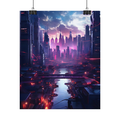 Dystopian Cyberpunk Cityscape: Neon Futuristic Artwork - Poster
