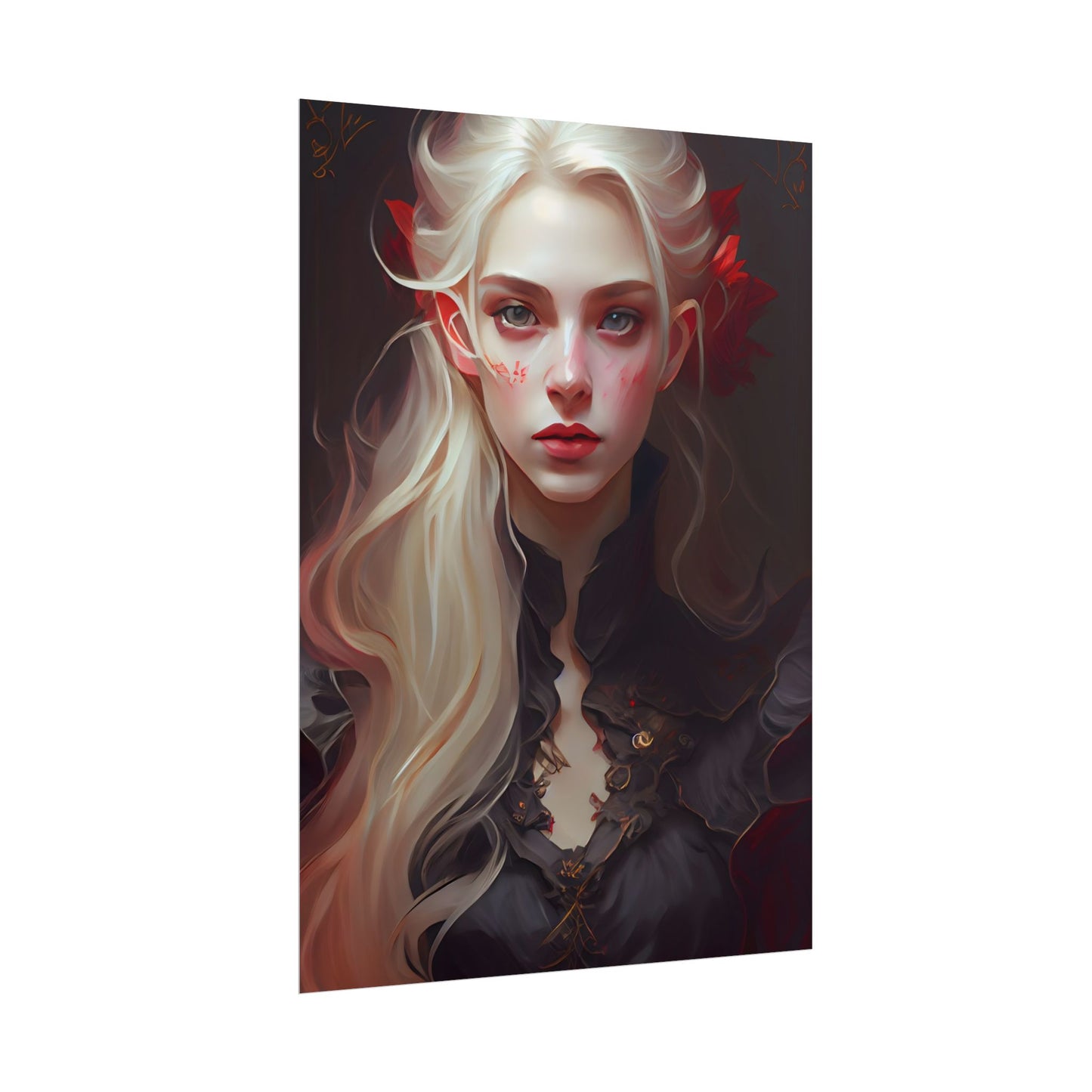 Beautiful Blonde Portrait: A Stunning Female in Black Top - Poster