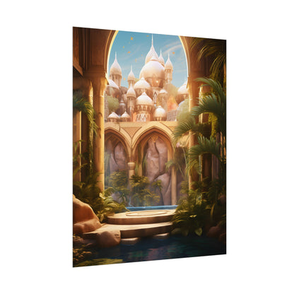 Mythical Desert Oasis: Arabian Nights Inspired Artwork - Poster