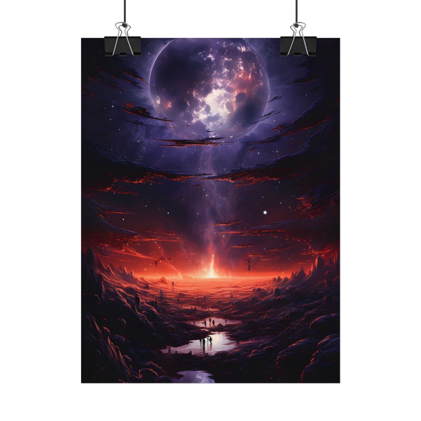 Vivid Black Hole Planet: A Detailed Cosmic Artwork - Poster