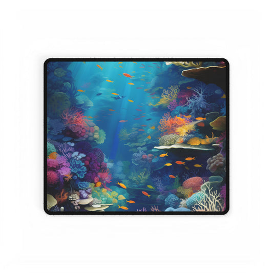 Vibrant Coral Reef Sanctuary: A Digital Artwork Celebrating Marine Life - Desk Mat