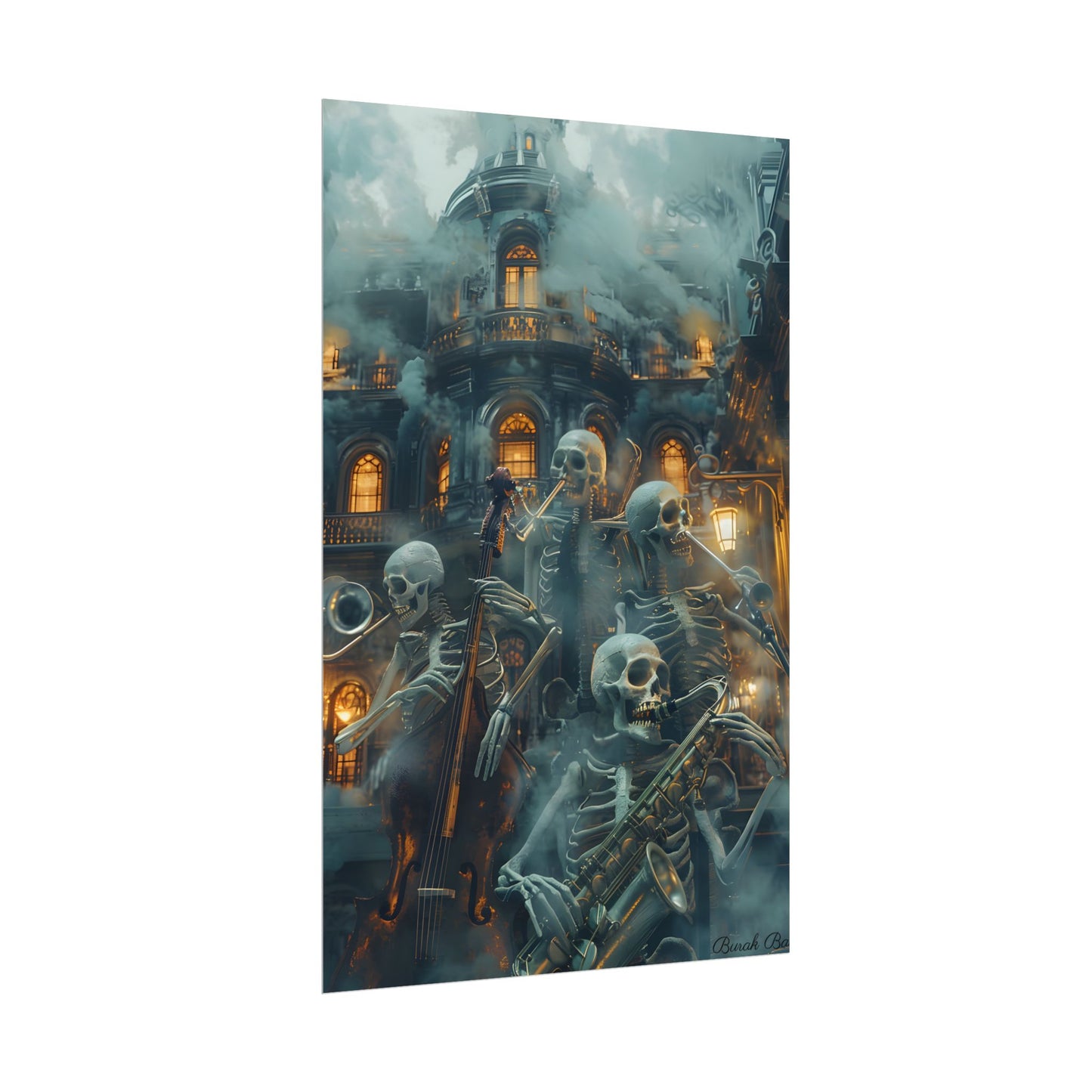 Victorian Lowbrow Skeleton Jazz Band: Dark Artwork - Poster
