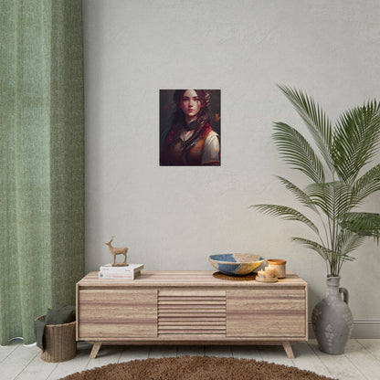 Vibrant Portrait: Brown Hair, Green Eyes Artwork - Poster