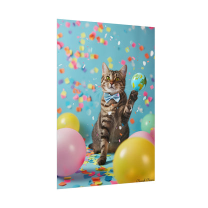 Whimsical Cat in Bow Tie: Close-Up Art Print - Poster