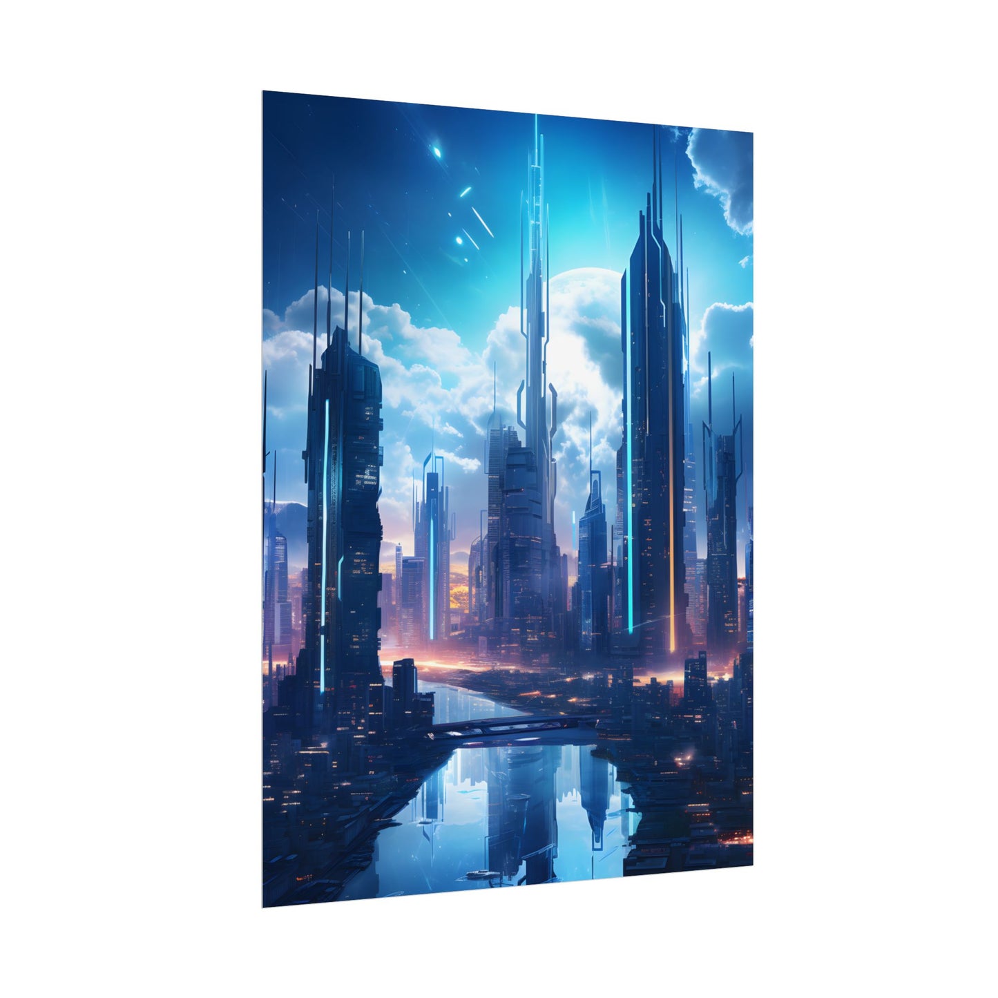 Dark Future Cityscape: Cyberpunk Dystopia Neon Artwork - Poster