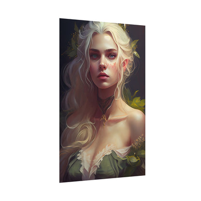 Detailed Blonde Female Portrait: Red Top Artwork - Poster