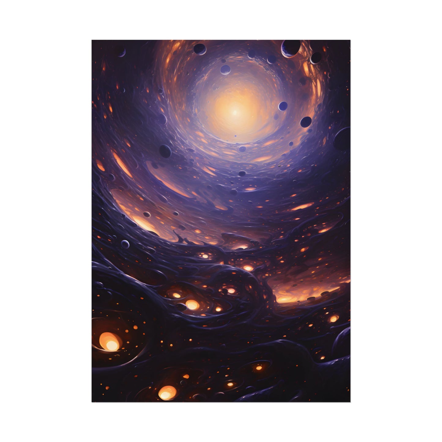 Black Hole Cosmic Encounter: Massive Planet Digital Art - Poster