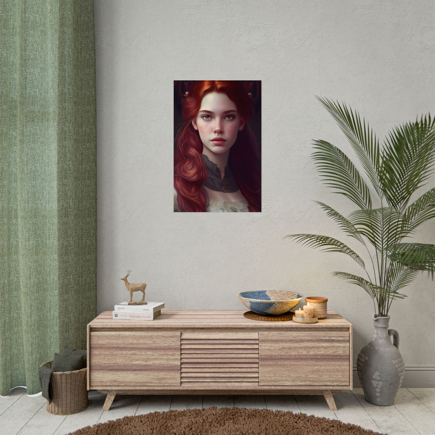Beautiful Redhead Female Portrait: Classic Timeless Artwork - Poster