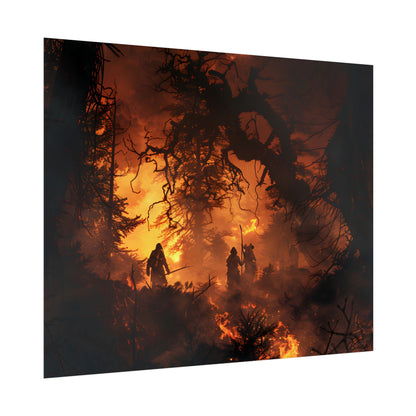 Misty Sunset Forest: Group Gathering - Poster