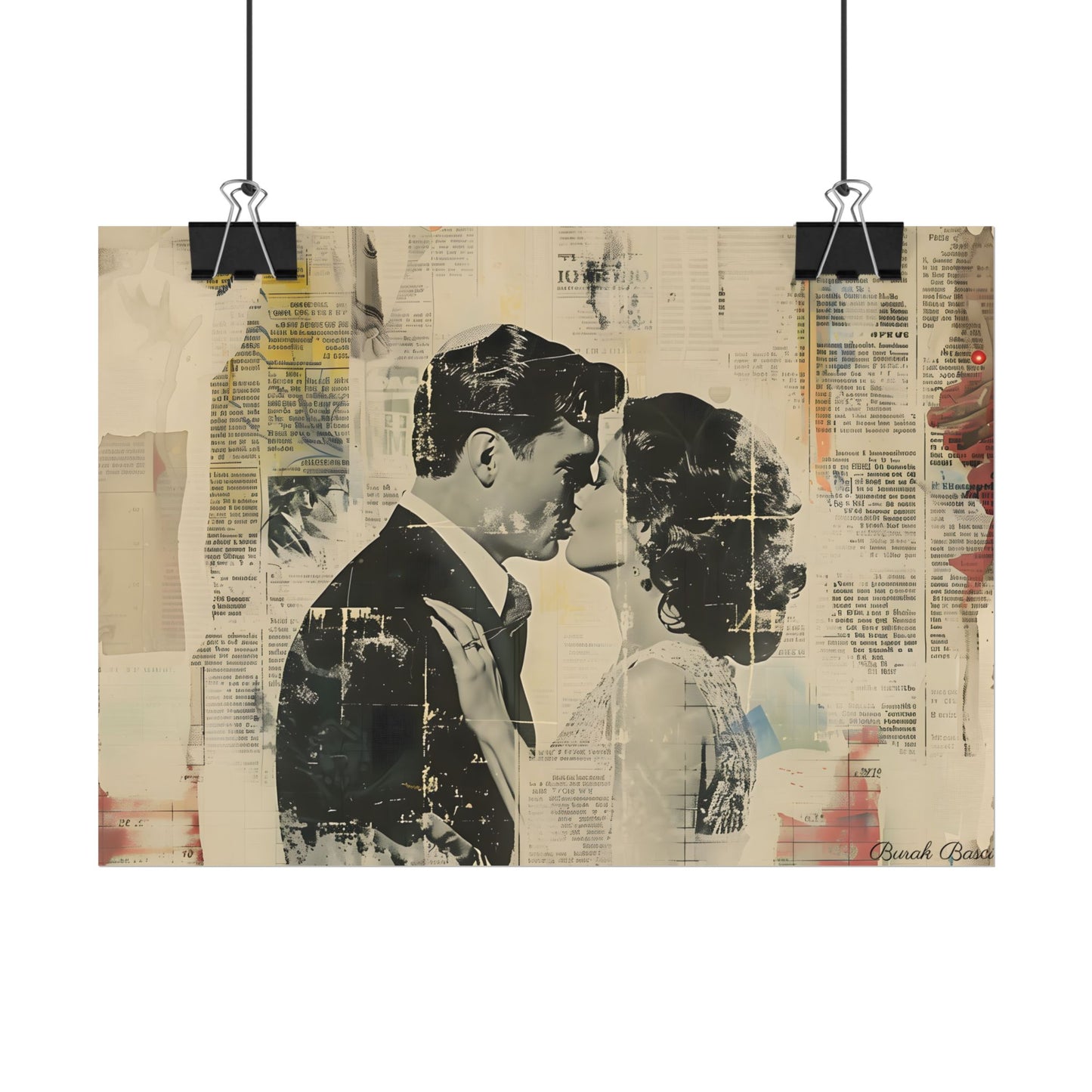 Vintage Romance: Celebratory Couple Art Poster - Poster