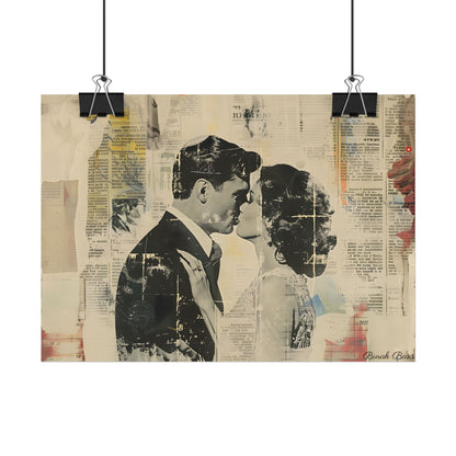 Vintage Romance: Celebratory Couple Art Poster - Poster