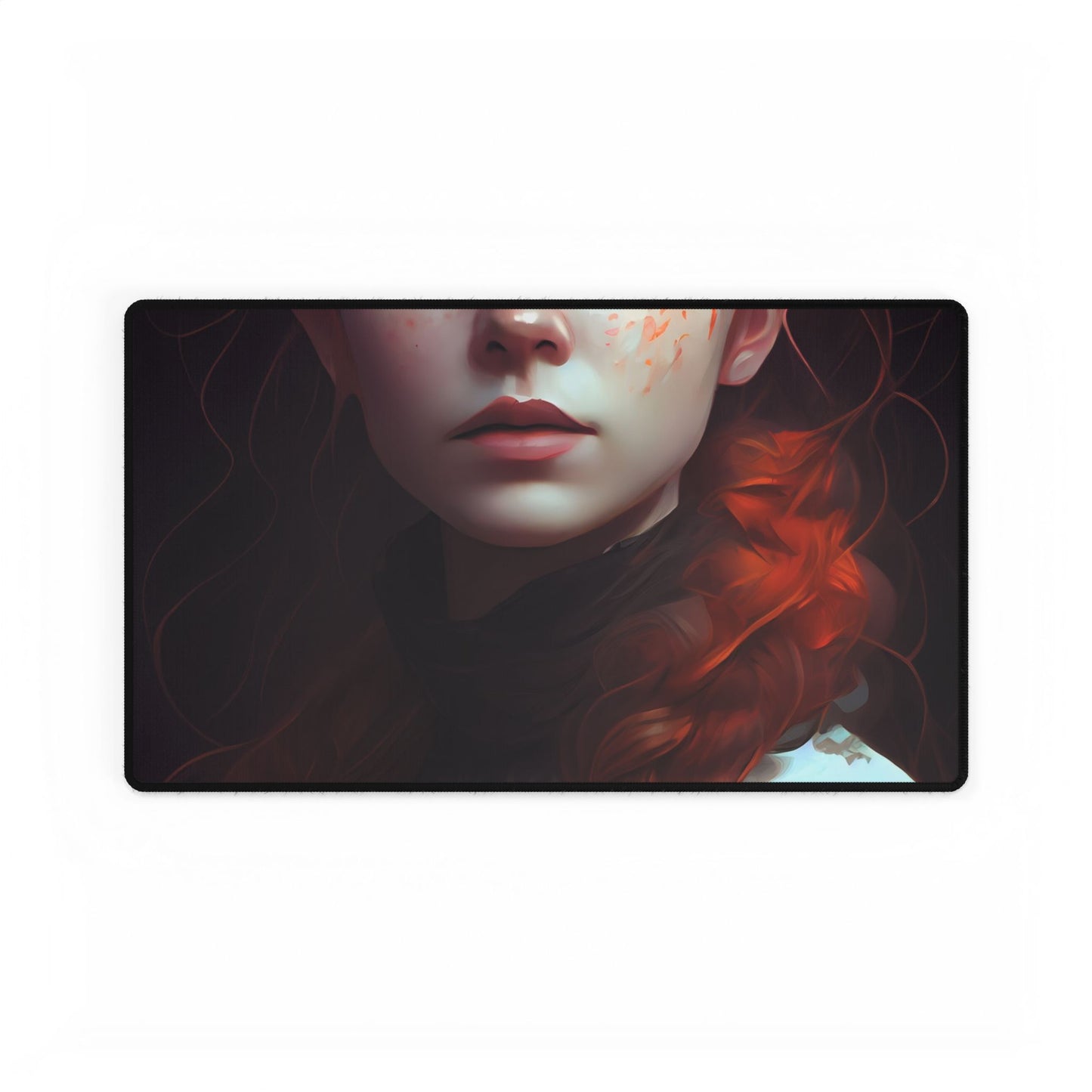 Astonishing Redhead Portrait: Elegant Young Woman in Dress - Desk Mat