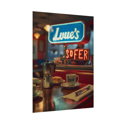 Retro Kitchen Diner Scene: Cozy Coffee Moment - Poster