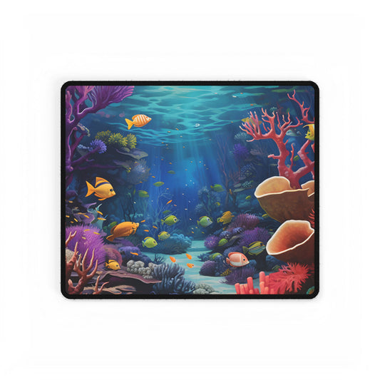 Vibrant Coral Reef Sanctuary: Teeming Ocean Life - Desk Mat