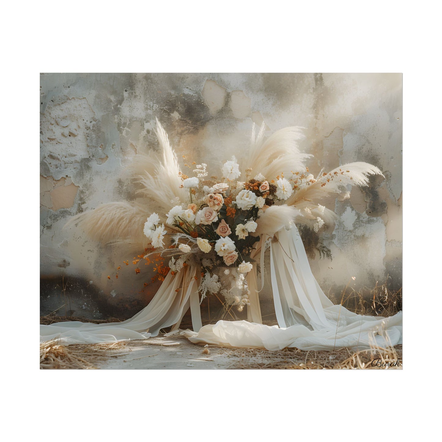 Whimsical Floral Bloom: Pampas Grass Artwork - Poster