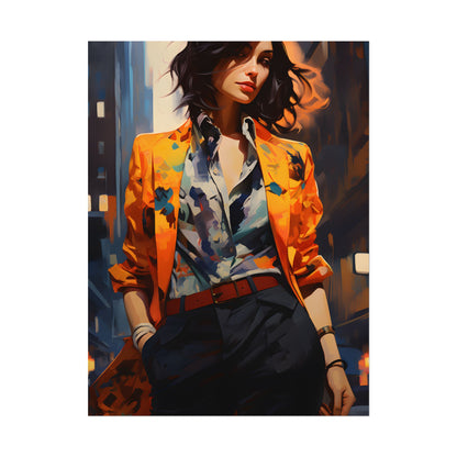 Urban Youthful Portrait: Fashionable City Style Digital Art - Poster