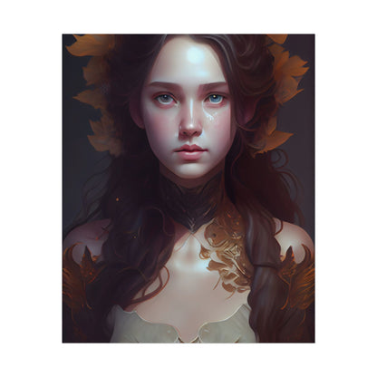 Brown Hair Female Portrait: Artistic Style Digital Art - Poster