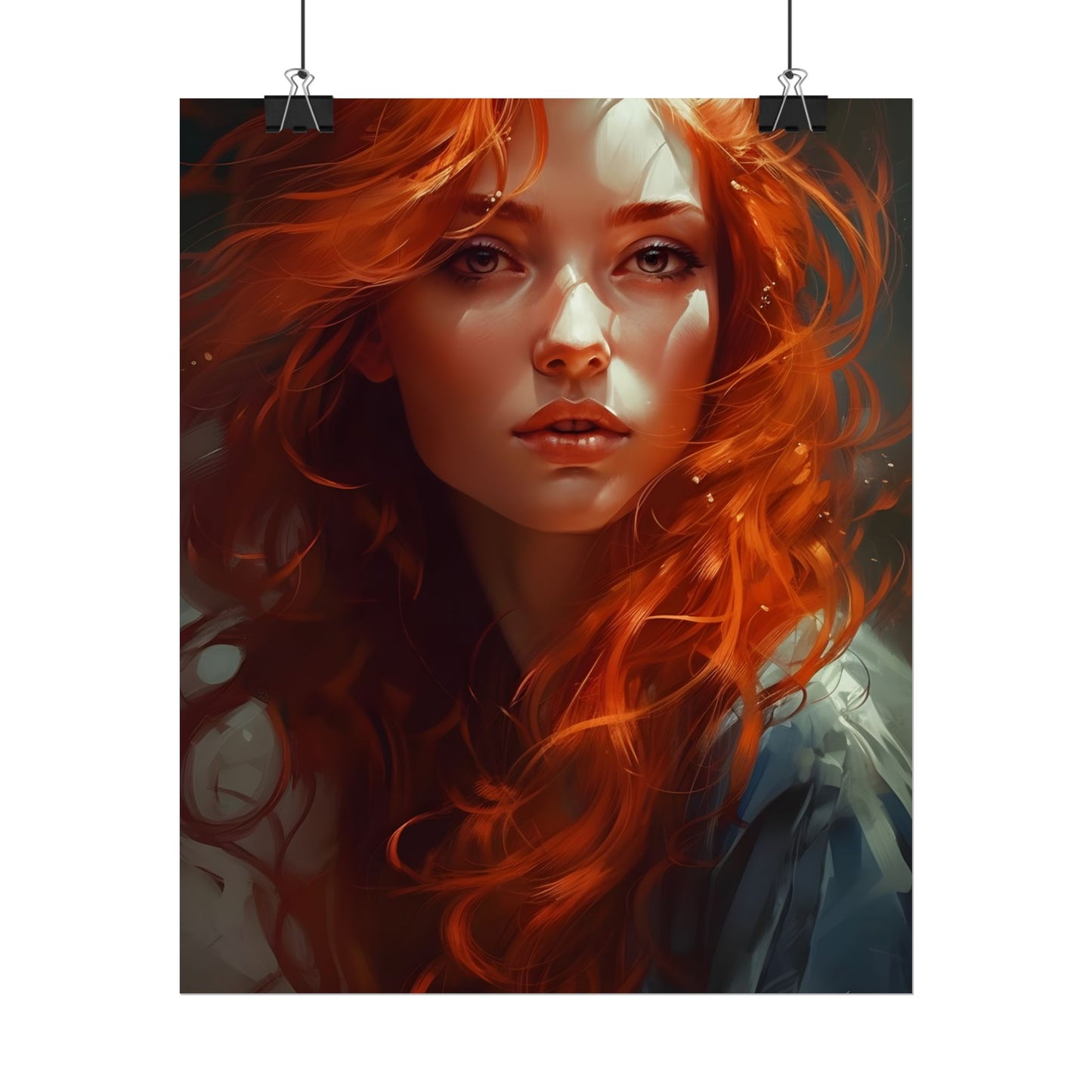 Redhead Female Portrait: Realistic Digital Artwork - Poster