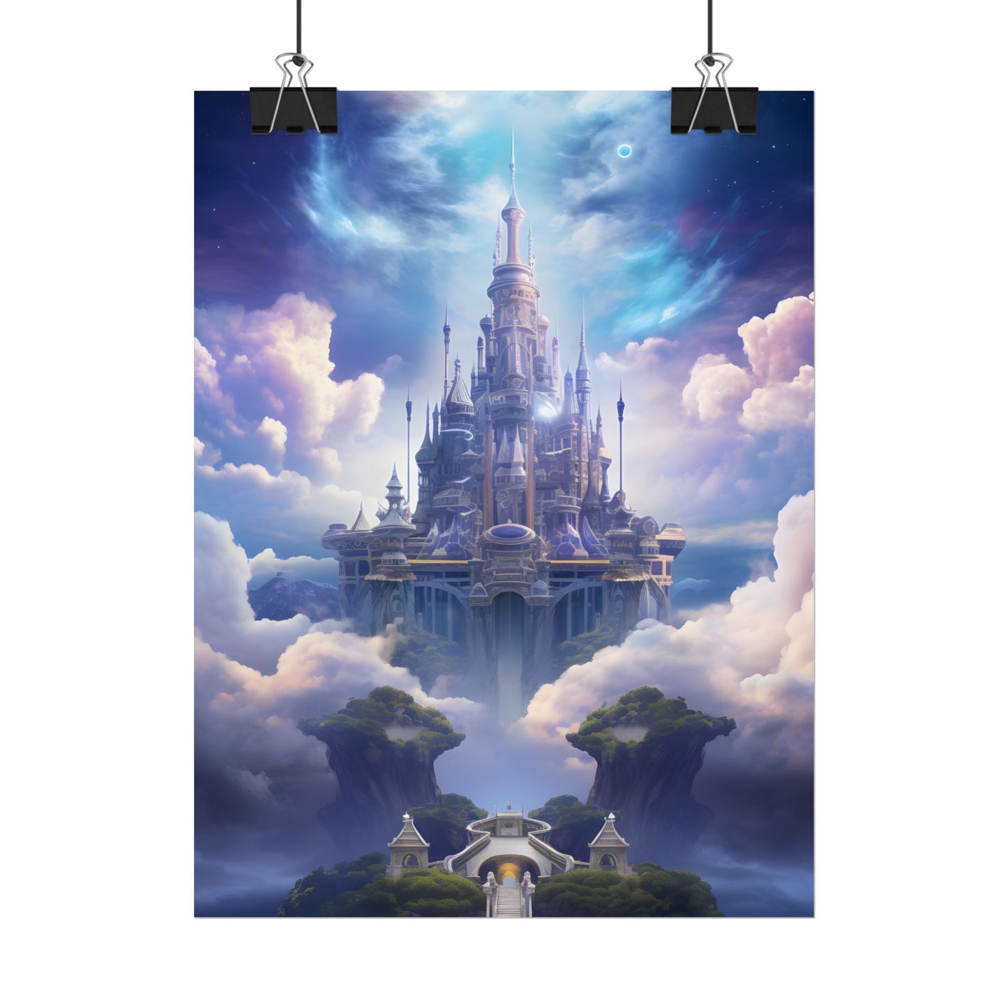 Celestial Fantasy Floating City: Dreamlike Artwork - Poster