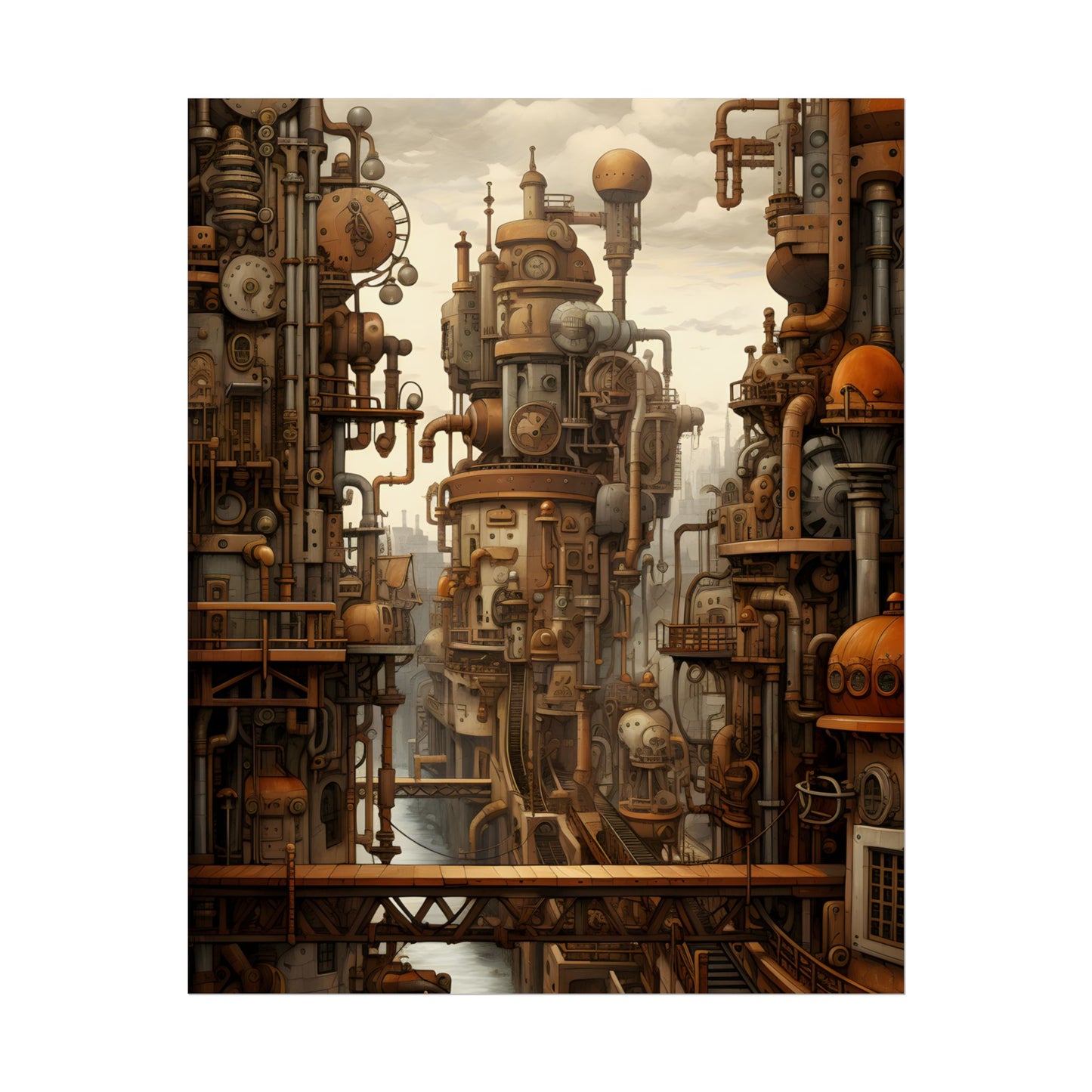 Steampunk Cityscape: Vintage Parisian Dreamscape - Poster