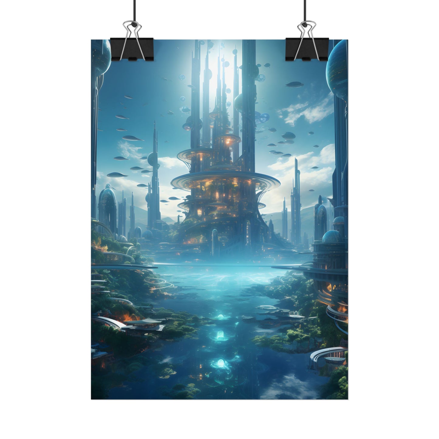 Underwater Futuristic City: Submerged Metropol Digital Artwork - Poster