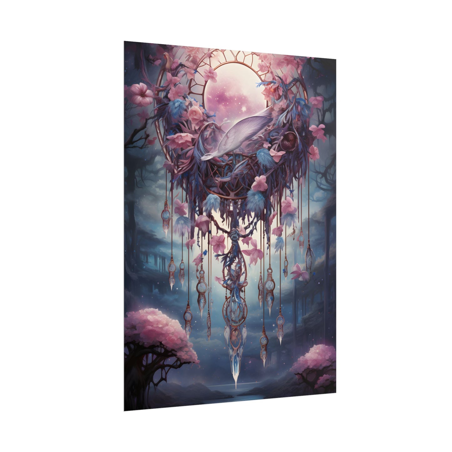 Surreal Landscape: Serene Tree in Vast Sky - Poster