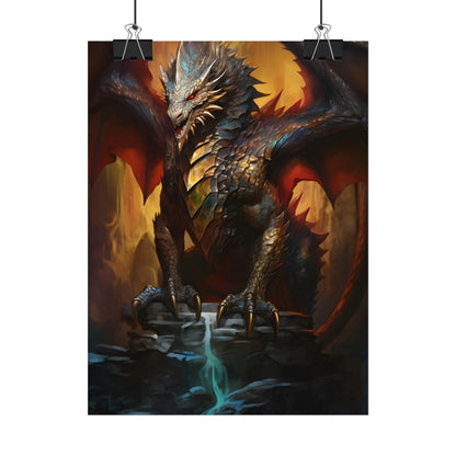 Fantasy Castle Guardian: Majestic Dragon Soars in Mid-Air - Poster
