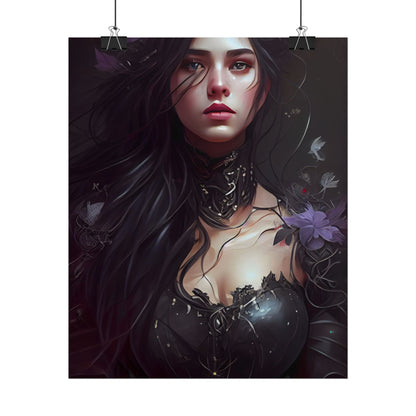 Striking Woman Portrait: Black Hair Artwork - Poster