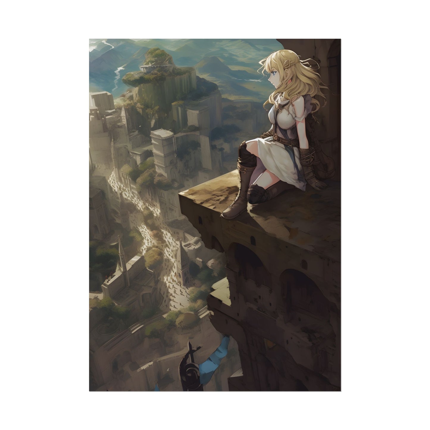 Dramatic Anime Female Portrait: Exclusive Artwork - Poster