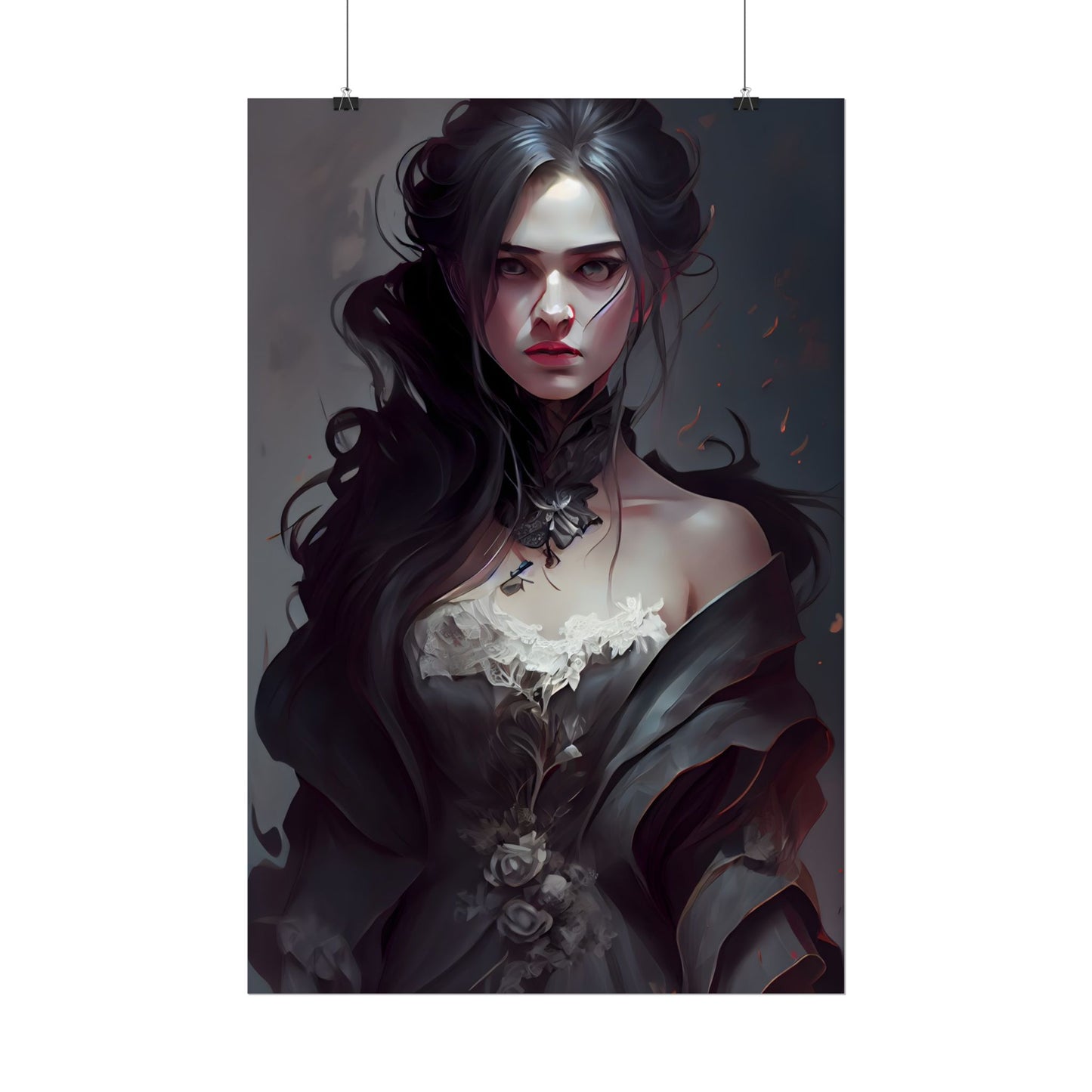 Black Haired Female Portrait: Elegant Outdoor Beauty - Poster