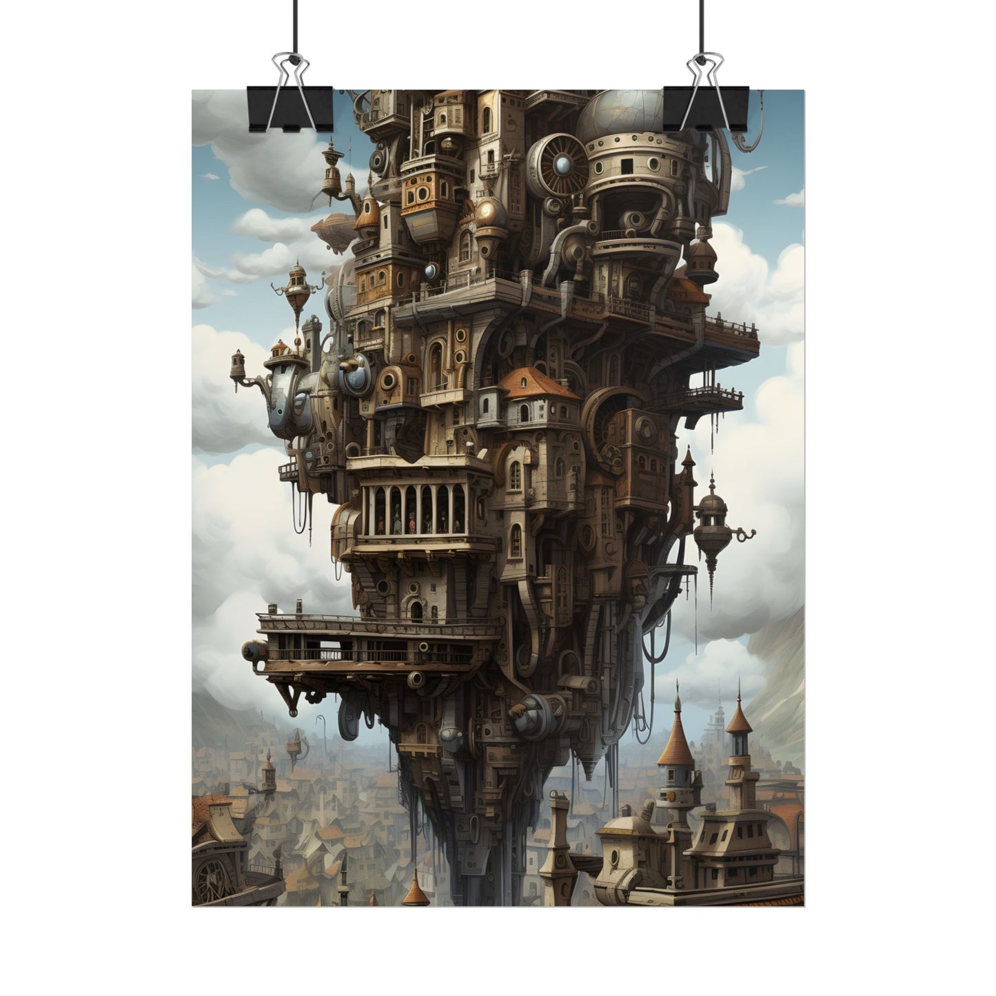 Steampunk Paris Cityscape: Colorful 19th Century Artwork - Poster