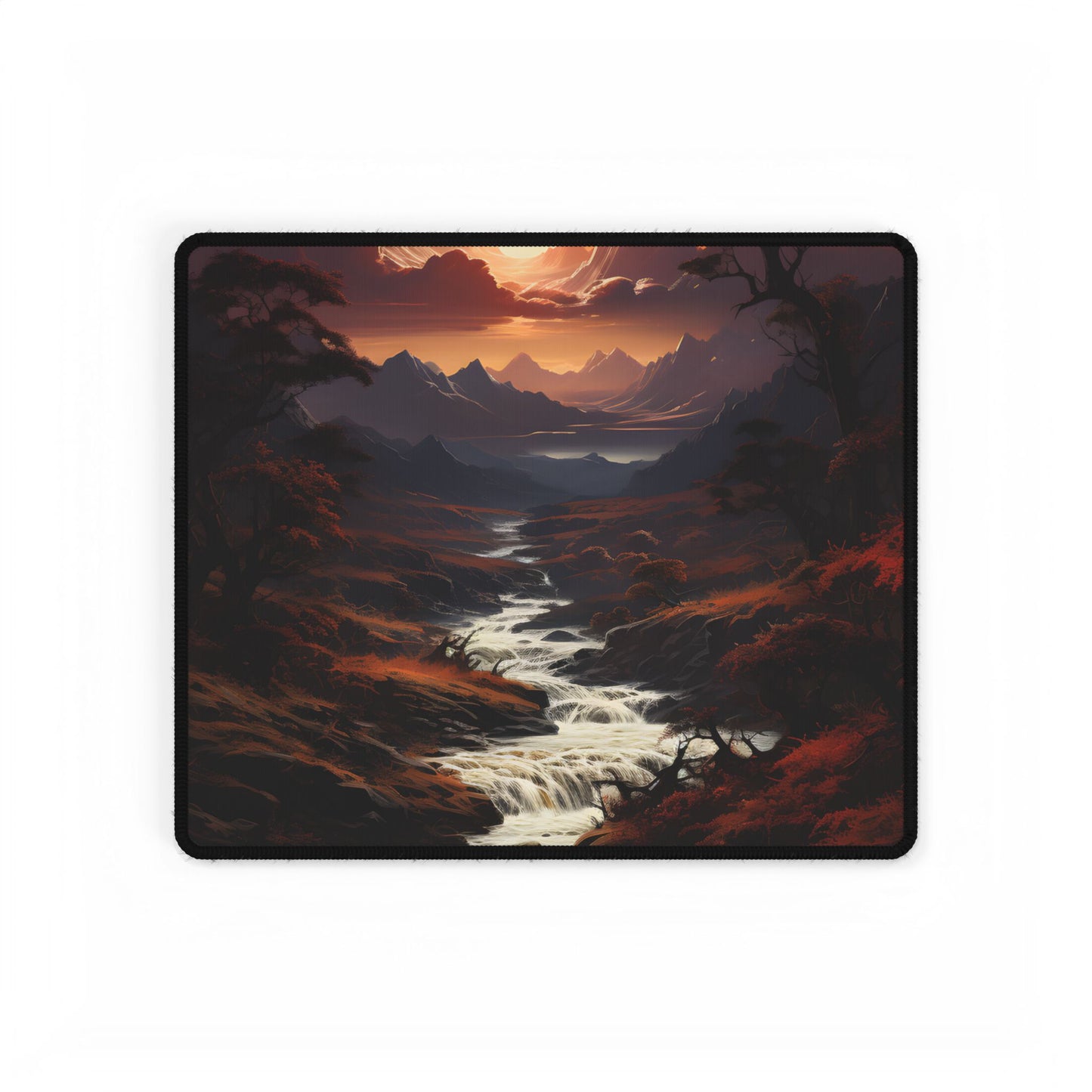 Captivating Falls: A Majestic Oil on Canvas Masterwork - Desk Mat